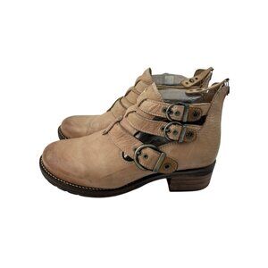 *Dromedaris Kelsy Booties Womens Size 39 Tan Leather Ankle Distressed Strappy